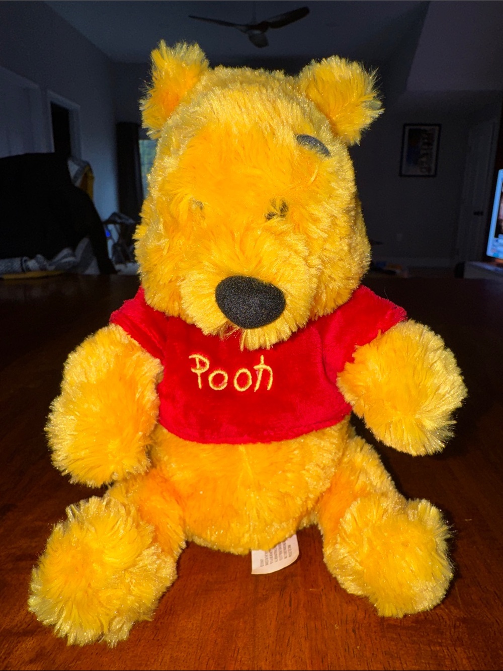 Mid 2000s Winnie the Pooh Plush with Red Shirt - Yellow Teddy